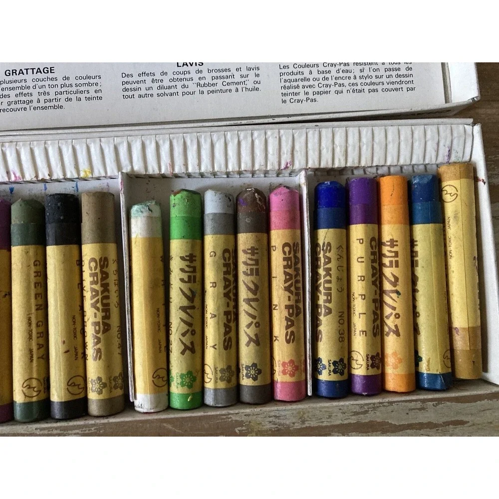 Vintage artist art drawing supplies Sakura Cray Pas Jumbo oil pastels 25 sticks